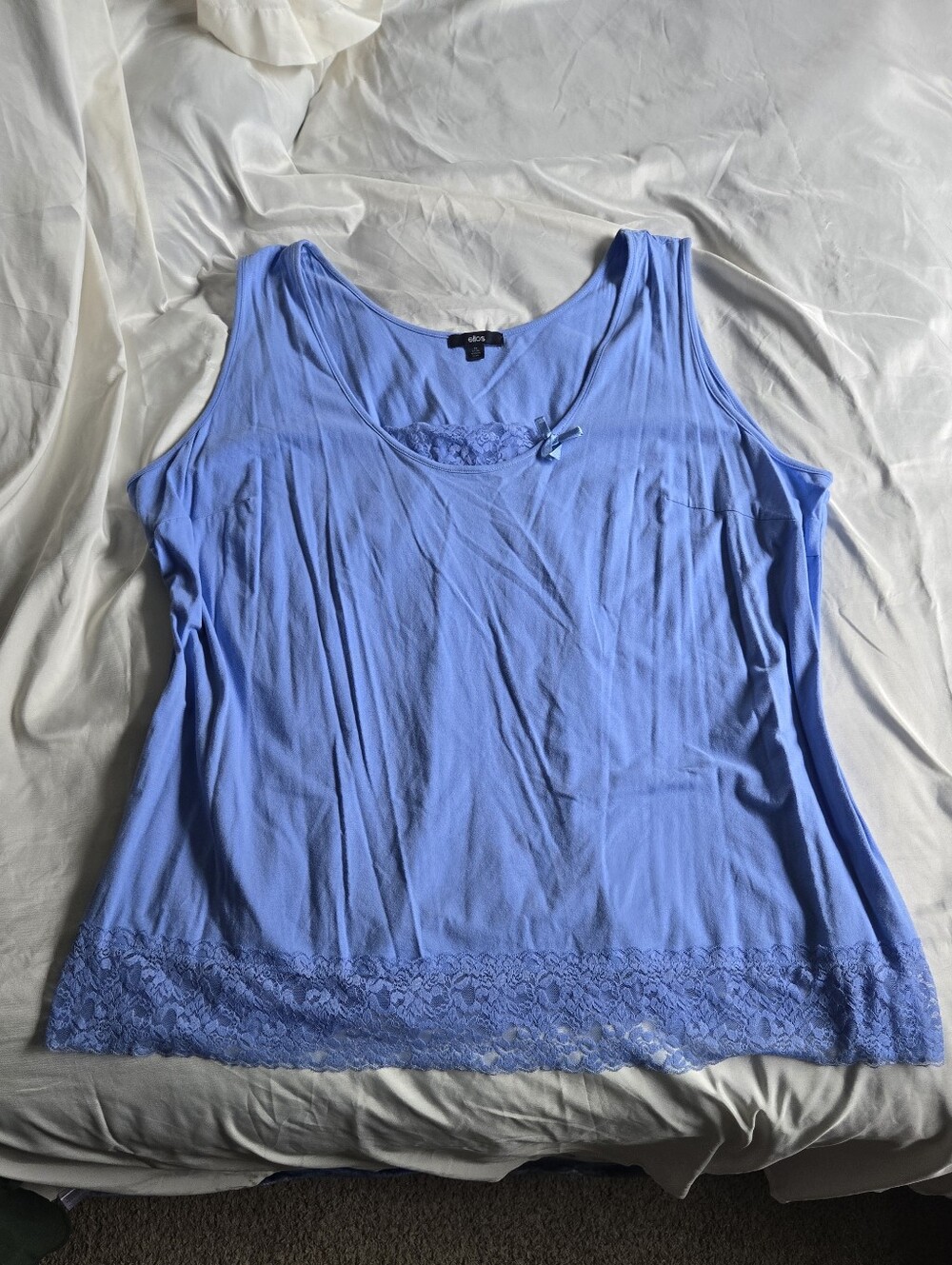 Light Blue Lace-Trim Camisole Tank